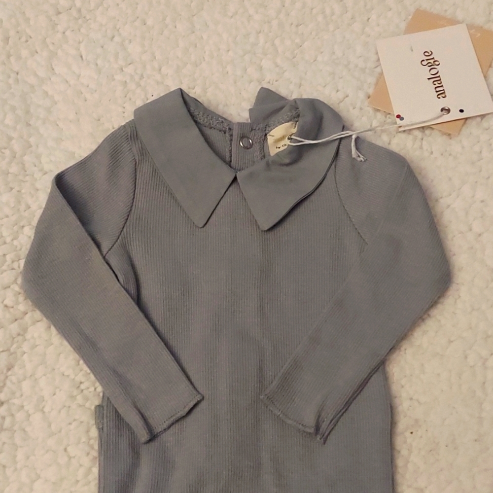 Analogie grey ribbed footsie with collar